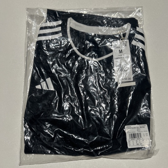 NWT adidas Women's Campeon 23  Soccer Jersey Size Medium Black 3 Stripes New - Picture 8 of 10